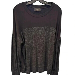 COA Women’s Pullover Black & Gray Bishop Sleeve Crew Neck Sz 3 (L)